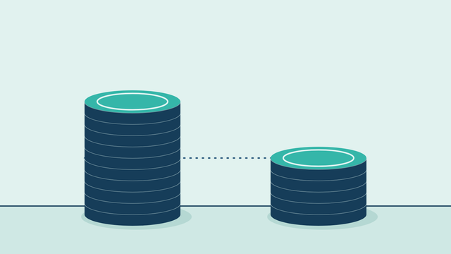 Two stacks of coins: a tall stack for a day of running a hot tub and a stack half the height for the same day with a heat pump