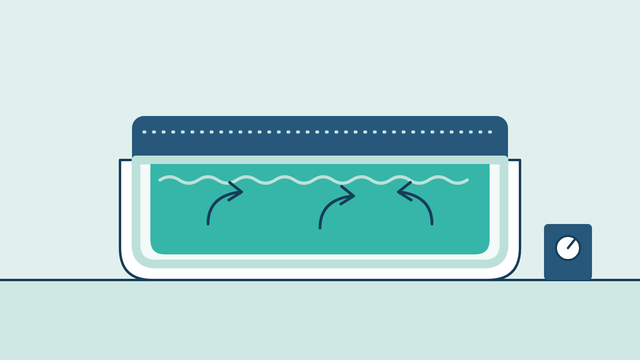 A hot tub cut in half: a thick cover on top, a foam layer round the shell and arrows keeping the heat in the water