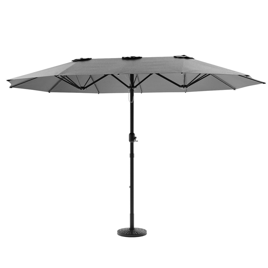 Como 2.7x4.5m Large Double Sided Grey Garden Parasol with Base and Cover