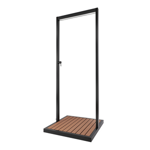 Zen Black Outdoor Shower with Wood Effect Base