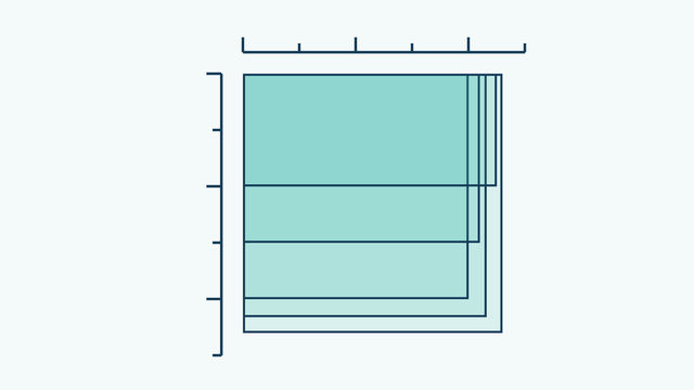 Six hot tub footprints drawn to scale from one corner beside a tape measure, the largest 230 centimetres square