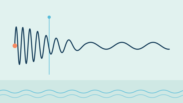 A breathing line that starts tall and rapid in the first minute in cold water, then settles into a slow, gentle wave