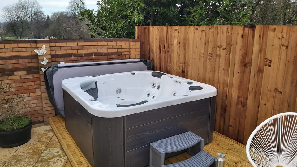 Editorial image showing the practical context for things to look for when buying a second hand hot tub.
