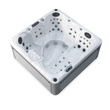 Load image into Gallery viewer, Outdoor Living Haven hot tub in Silver Marble with a Light Grey cabinet - three-quarter exterior view

