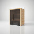 Load image into Gallery viewer, Hekla Traditional 160 indoor sauna in Scandi natural timber finish, angled front view with glass door closed
