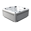 Load image into Gallery viewer, Outdoor Living Haven hot tub in Silver Marble with a Light Grey cabinet - exterior cabinet view
