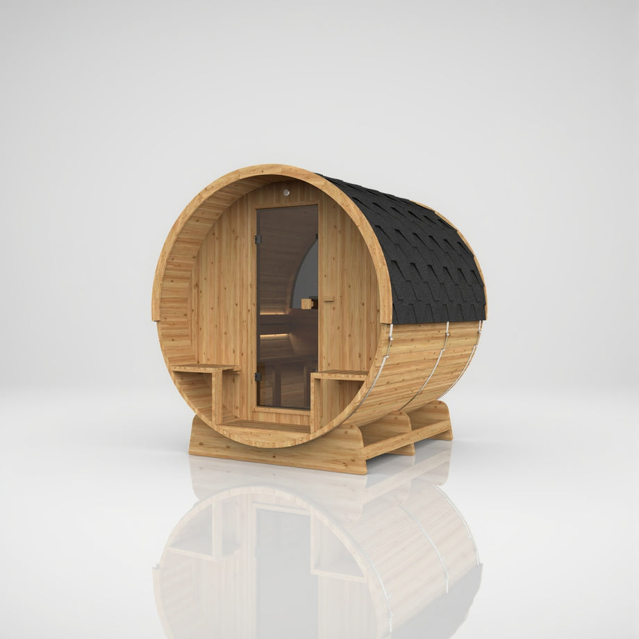Hekla Barrel 210 sauna - Half-panoramic window - view 1