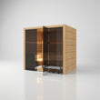 Load image into Gallery viewer, Hekla Traditional 210 sauna in Scandi finish with the glass door part open, showing the timber benches

