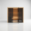 Load image into Gallery viewer, Hekla Traditional 210 sauna in Scandi finish, straight-on front view with door open
