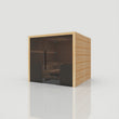 Load image into Gallery viewer, Hekla Traditional 220 indoor sauna in Scandi natural timber finish, angled front view with glass door closed
