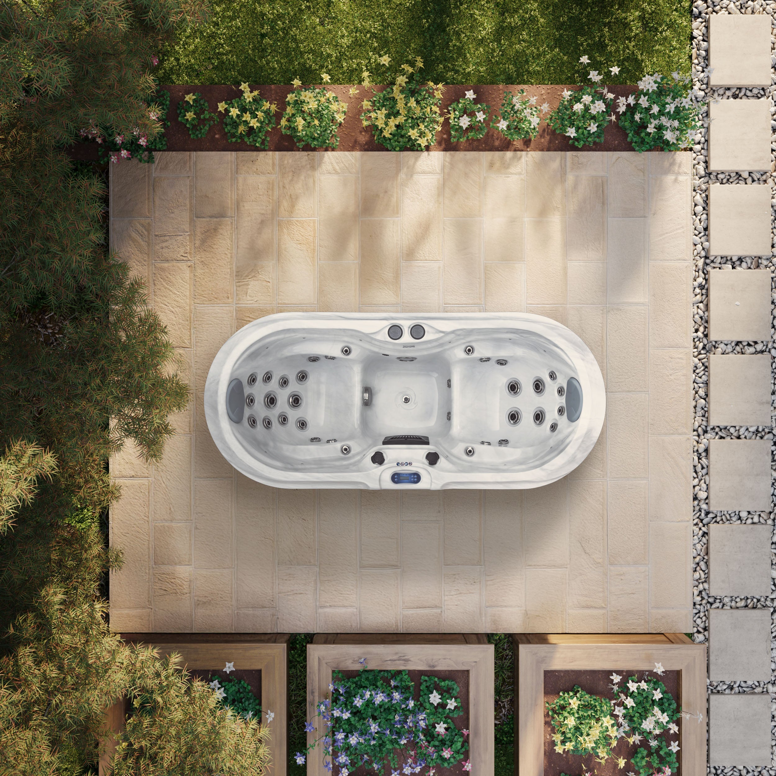 The Outdoor Living Harmony, a compact 2-person spa ideal for small UK gardens.
