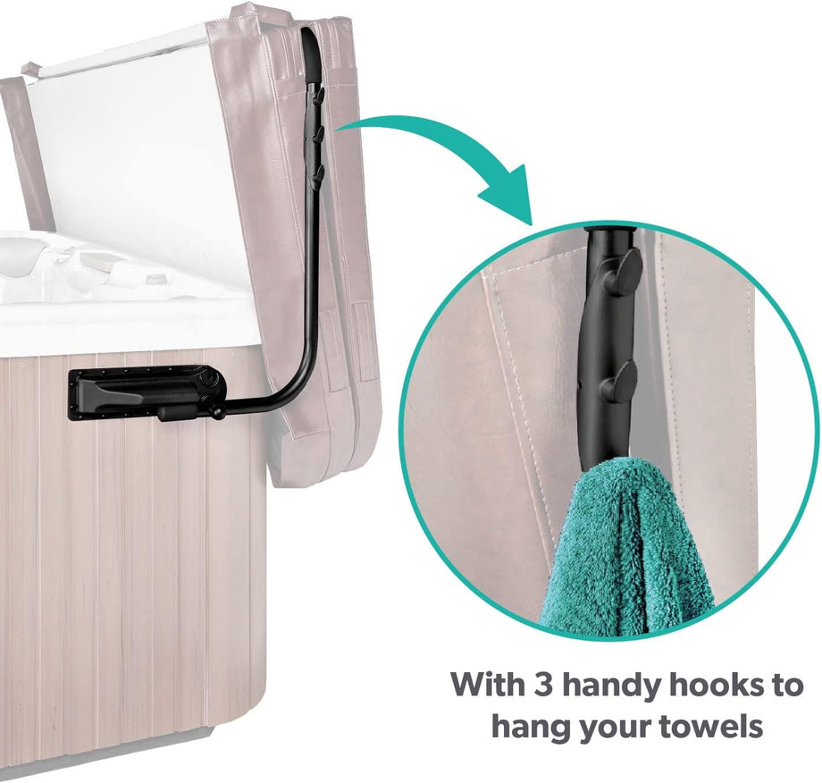 Universal Hot Tub and Swim Spa Cover Lifter With 3 Towel Hooks