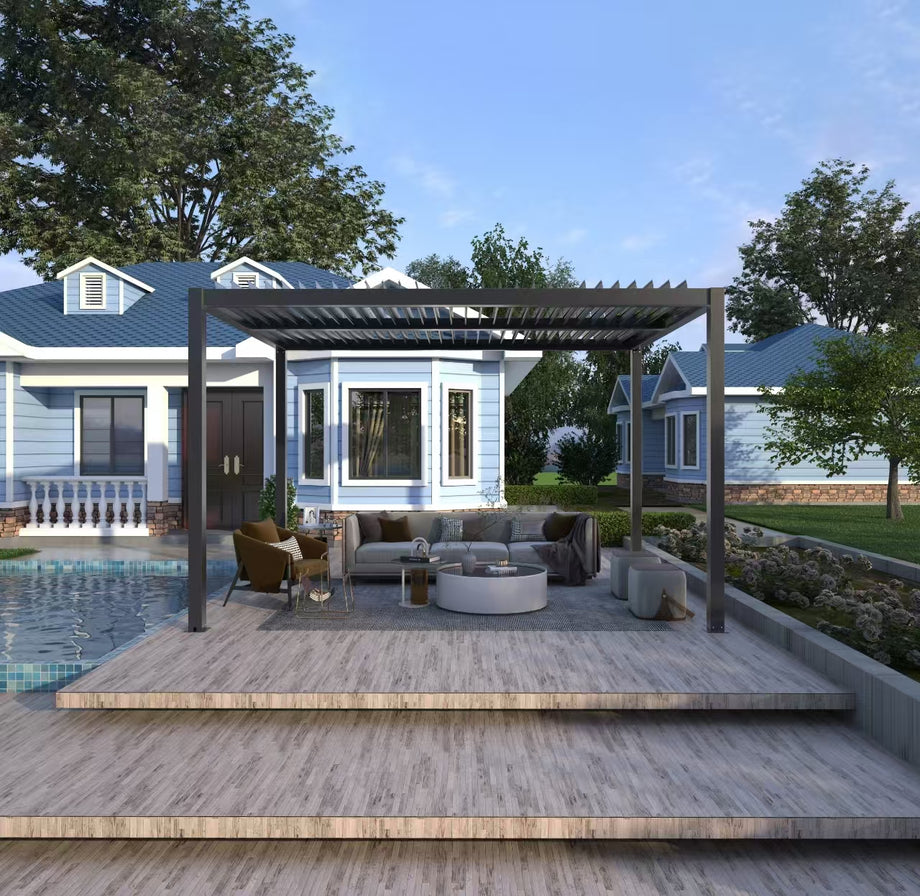 Heavy-Duty Aluminium Pergola with Dual Zone Louvred Roof - 4x3m