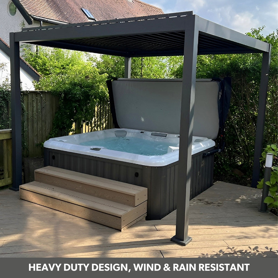 Heavy-Duty Aluminium Pergola with Louvred Roof - 3x3m