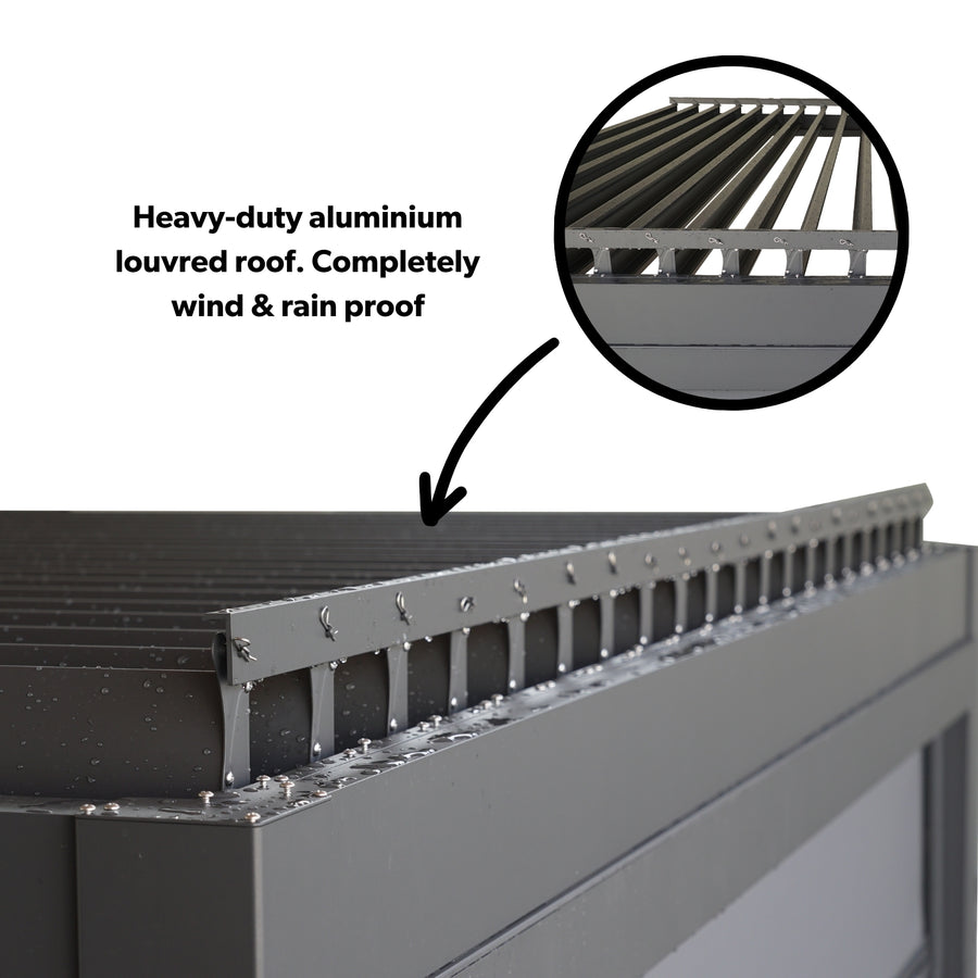 Heavy-Duty Aluminium Pergola with Louvred Roof - 3x3m