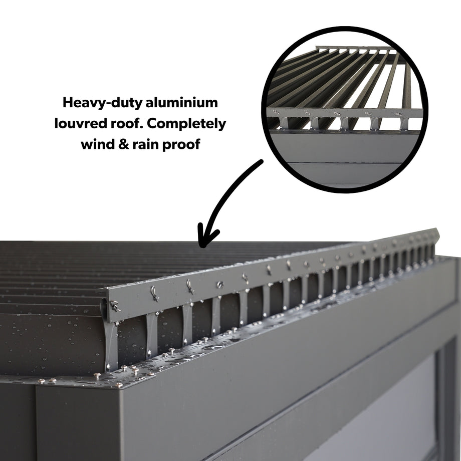 Heavy-Duty Aluminium Pergola with Louvred Roof - 3x3m