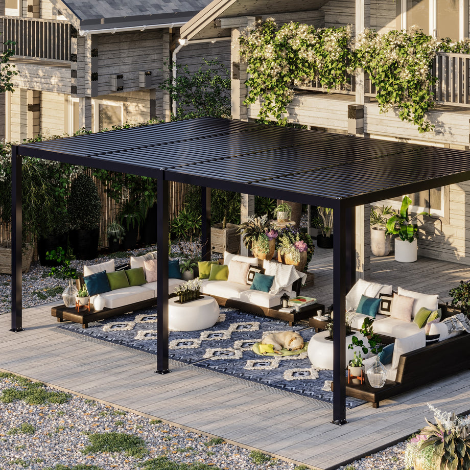 Heavy-Duty Aluminium Pergola with Dual Zone Louvred Roof - 6x3m