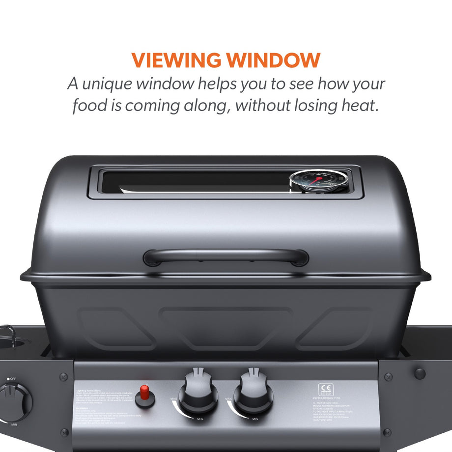Boss Grill Louisiana - 2 Burner Gas BBQ Grill with Side Burner