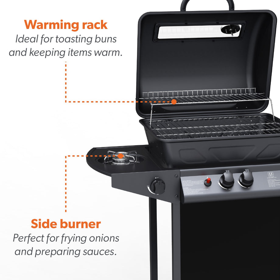 Boss Grill Louisiana - 2 Burner Gas BBQ Grill with Side Burner