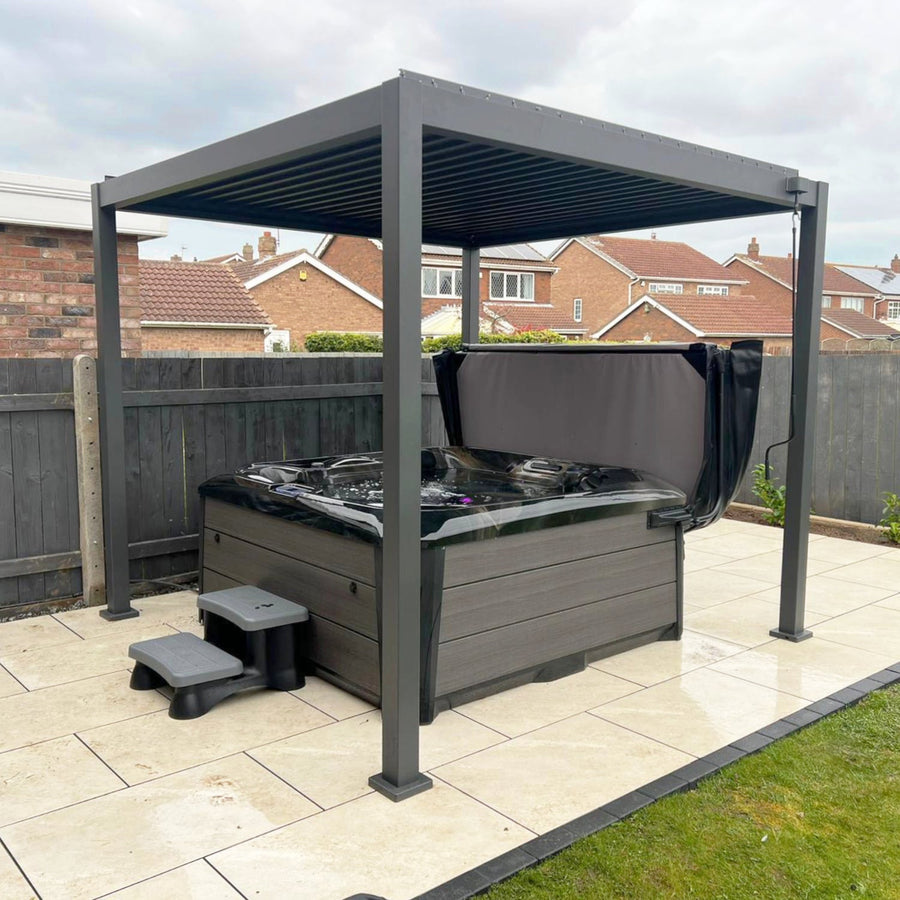 Heavy Duty 3x3m Aluminium Hot Tub Pergola with Louvred Roof