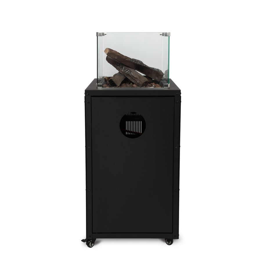 Glass Flame Gas Patio Heater with Lava Rocks and Logs - Black - electriQ