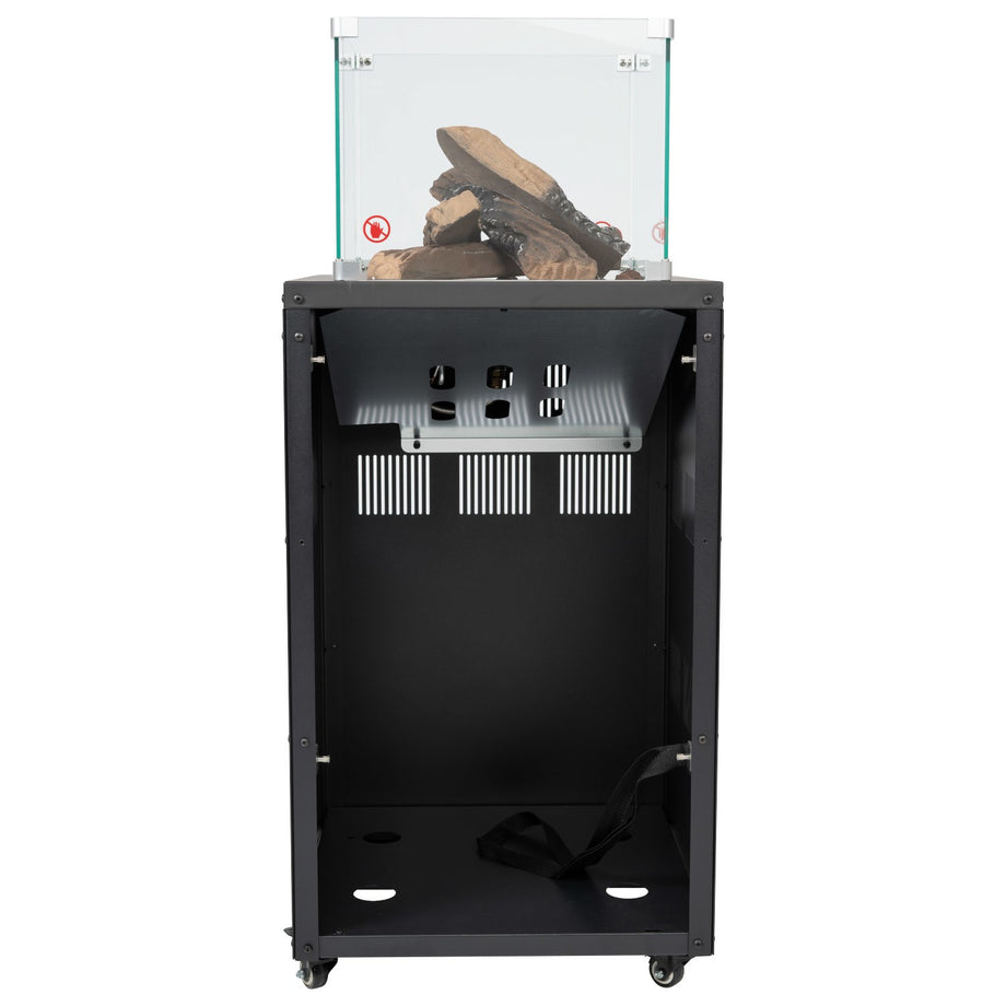 Glass Flame Gas Patio Heater with Lava Rocks and Logs - Black - electriQ