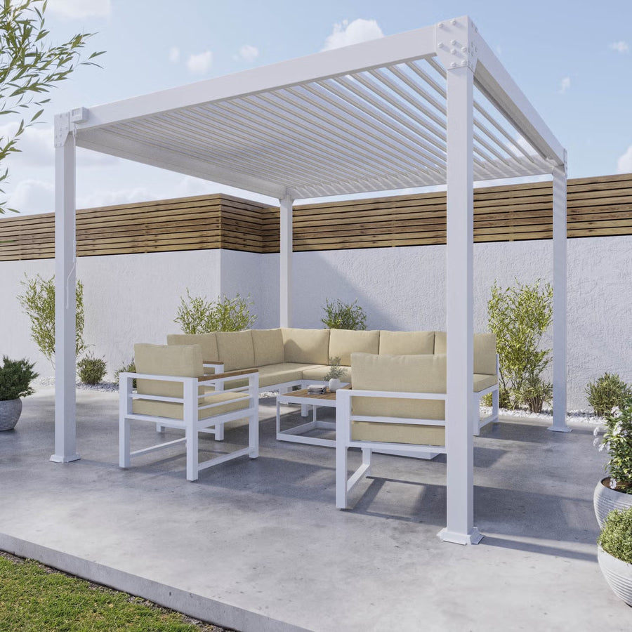 Aluminium Pergola with Louvred Shutter Roof 3 x 3m - Como