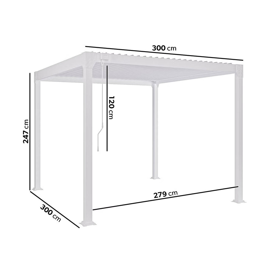 Aluminium Pergola with Louvred Shutter Roof 3 x 3m - Como