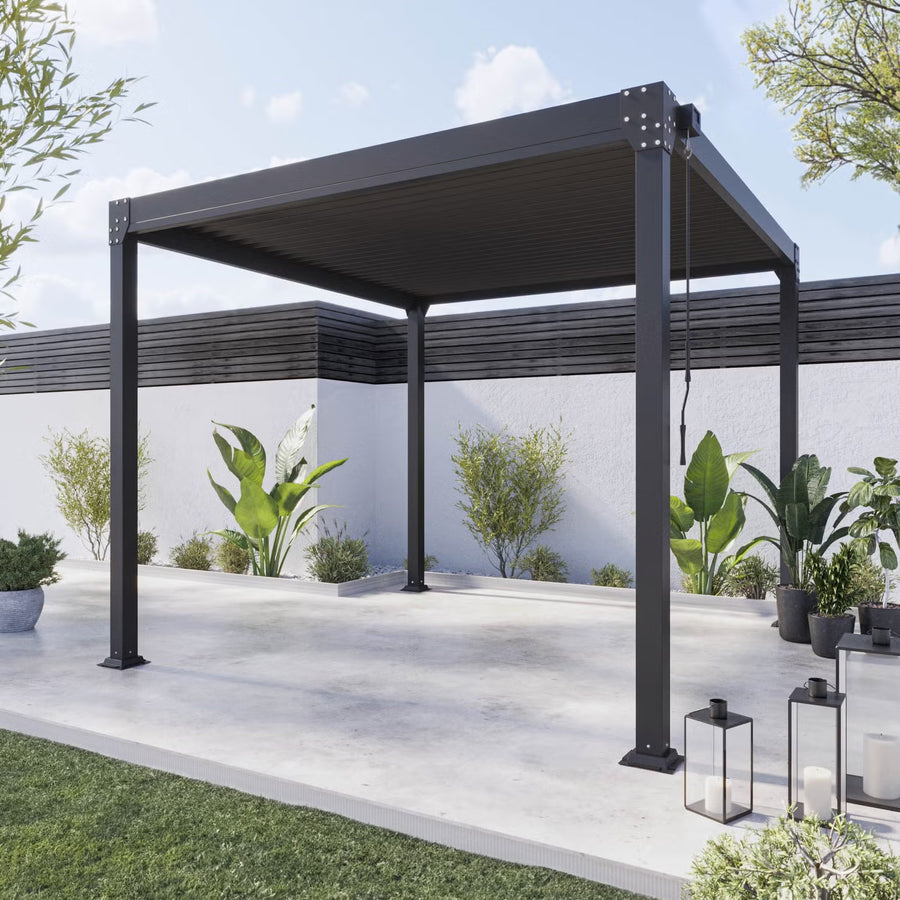 Aluminium Pergola with Louvred Shutter Roof 3 x 3m - Como