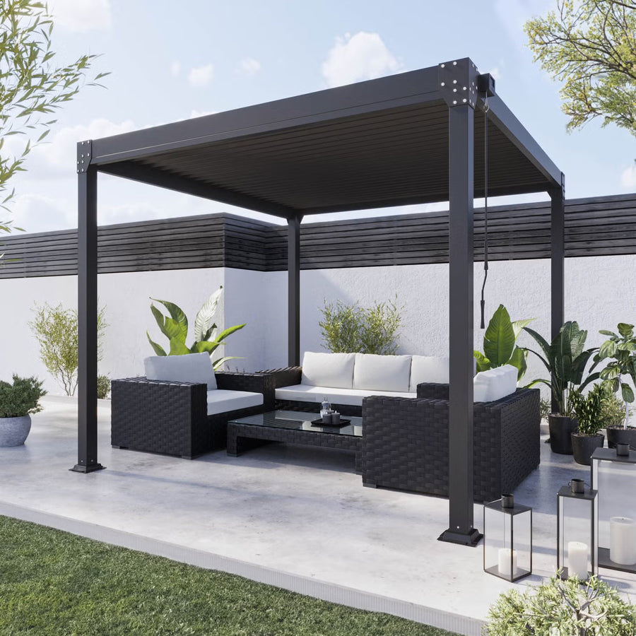 Aluminium Pergola with Louvred Shutter Roof 3 x 3m - Como