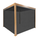 Load image into Gallery viewer, 3 x 3m Heavy Duty Wood Effect Aluminium Pergola with Louvred Shutter Roof and Two Textilene Side Panels