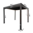 Load image into Gallery viewer, 3 x 3m LED Light Heavy Duty Charcoal Aluminium Pergola with Louvred Shutter Roof with Two Textilene Side Panels
