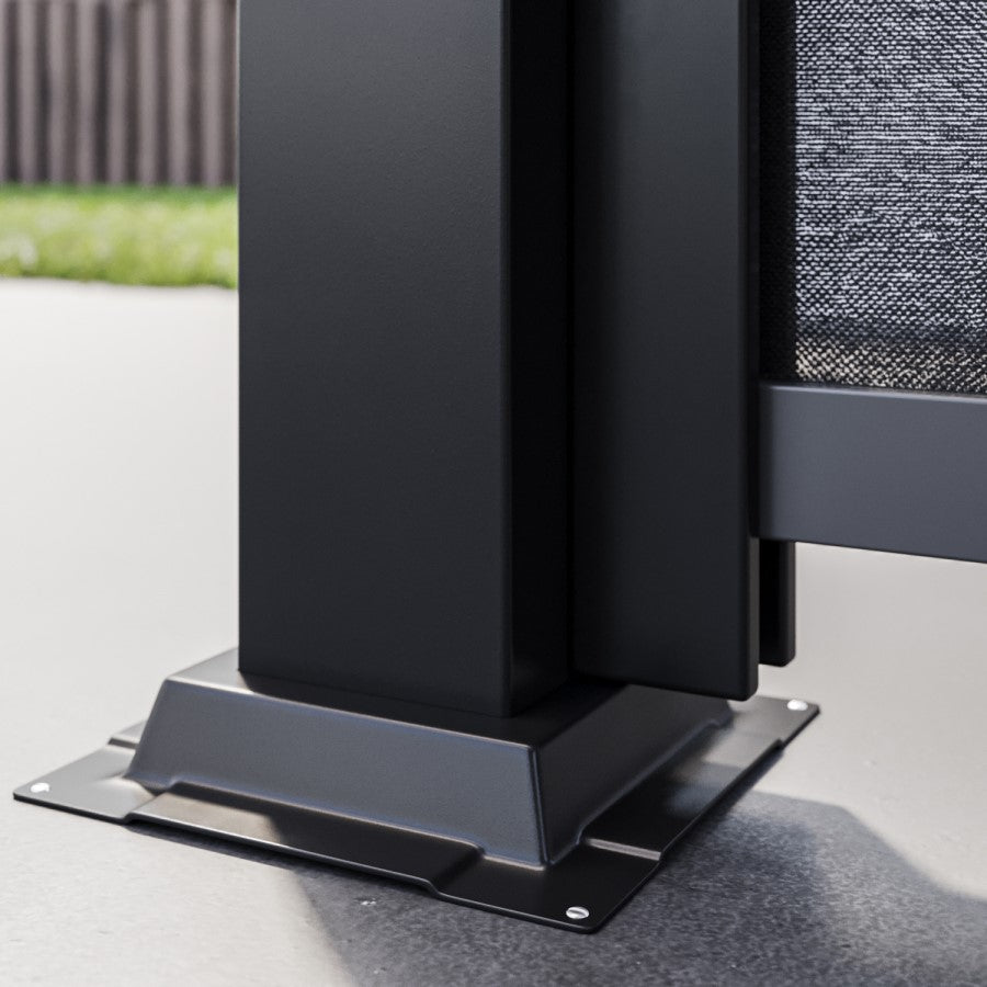 3 x 3m Heavy Duty Aluminium Pergola with Louvred Shutter Roof and Two Textilene Side Panels - Charcoal