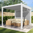Load image into Gallery viewer, 3 x 3m Heavy Duty Aluminium Pergola with Louvred Shutter Roof and Two Textilene Side Panels - White
