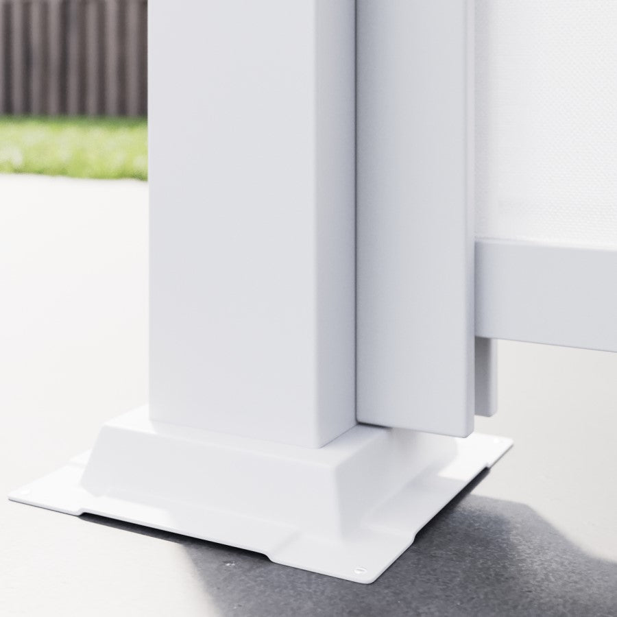 3 x 3m Heavy Duty Aluminium Pergola with Louvred Shutter Roof and Two Textilene Side Panels - White