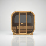 Load image into Gallery viewer, Hekla Cube 250 in Scandi thermo-spruce, front view through the glass to the half-glass rear window