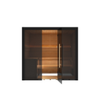 Load image into Gallery viewer, Hekla Traditional 210 sauna in Nero finish, front cut-out view showing the LED lit benches
