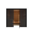 Load image into Gallery viewer, Hekla Traditional 220 sauna in Nero finish, front cut-out view showing the LED lit benches
