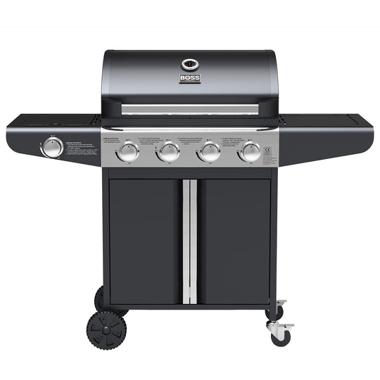 Boss Grill Kentucky Premium - 4 Burner Gas BBQ Grill with Side Burner