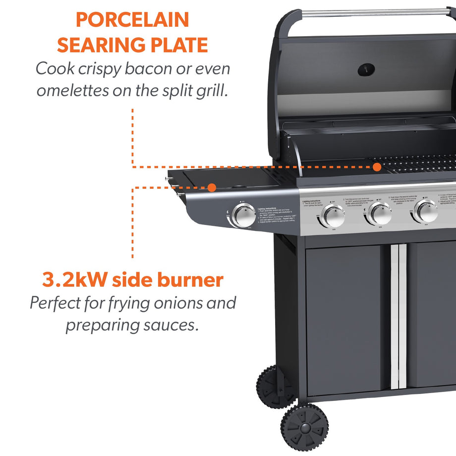 Boss Grill Kentucky Premium - 4 Burner Gas BBQ Grill with Side Burner