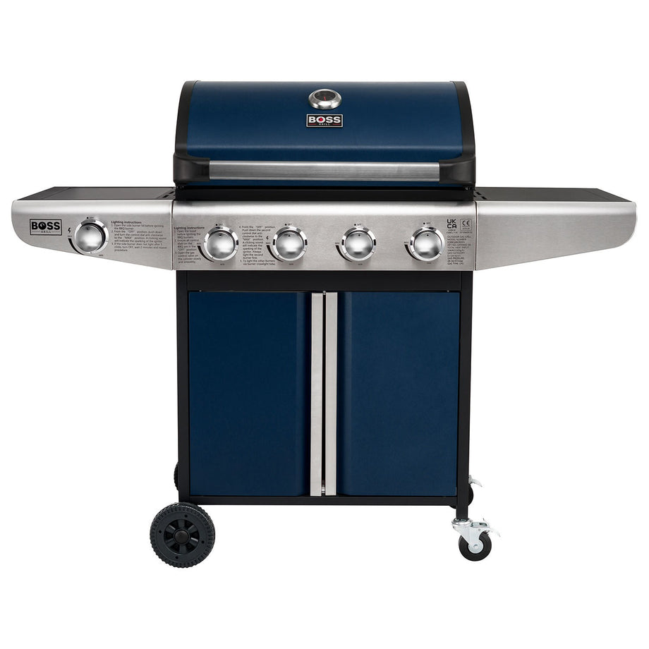 Boss Grill Kentucky Premium - 4 Burner Gas BBQ Grill with Side Burner