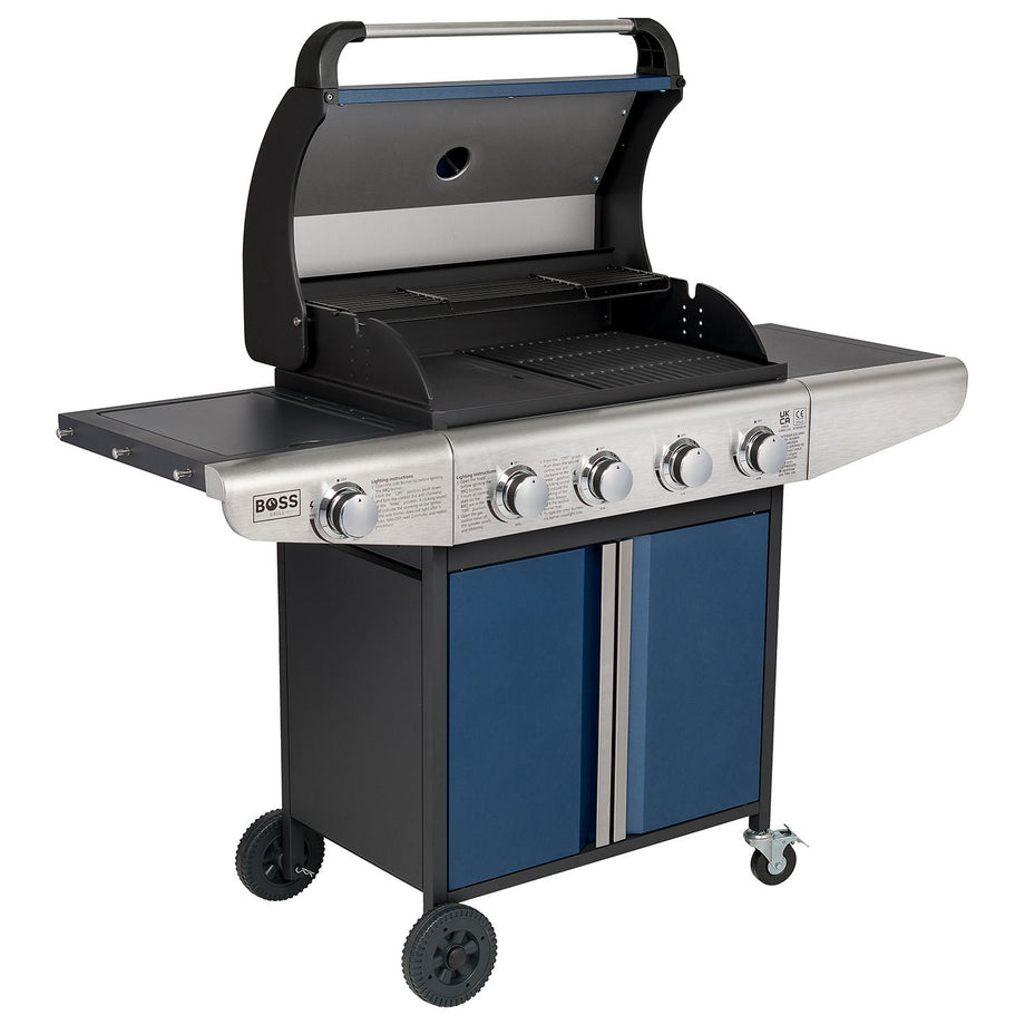 Boss Grill Kentucky Premium - 4 Burner Gas BBQ Grill with Side Burner