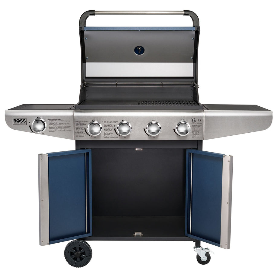 Boss Grill Kentucky Premium - 4 Burner Gas BBQ Grill with Side Burner