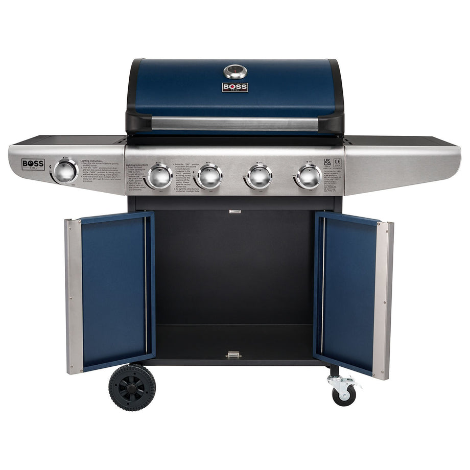 Boss Grill Kentucky Premium - 4 Burner Gas BBQ Grill with Side Burner