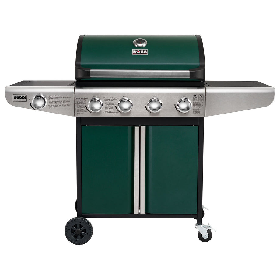 Boss Grill Kentucky Premium - 4 Burner Gas BBQ Grill with Side Burner