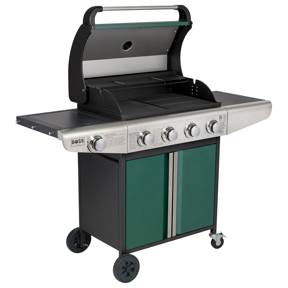 Boss Grill Kentucky Premium - 4 Burner Gas BBQ Grill with Side Burner