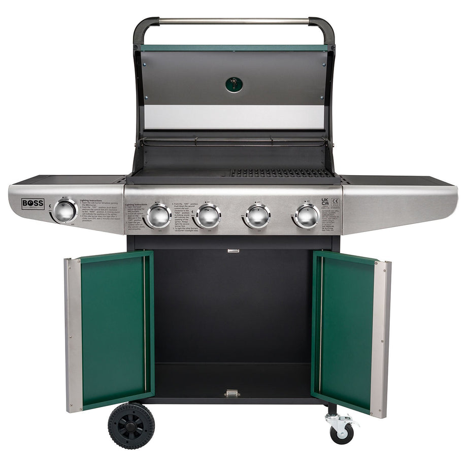 Boss Grill Kentucky Premium - 4 Burner Gas BBQ Grill with Side Burner