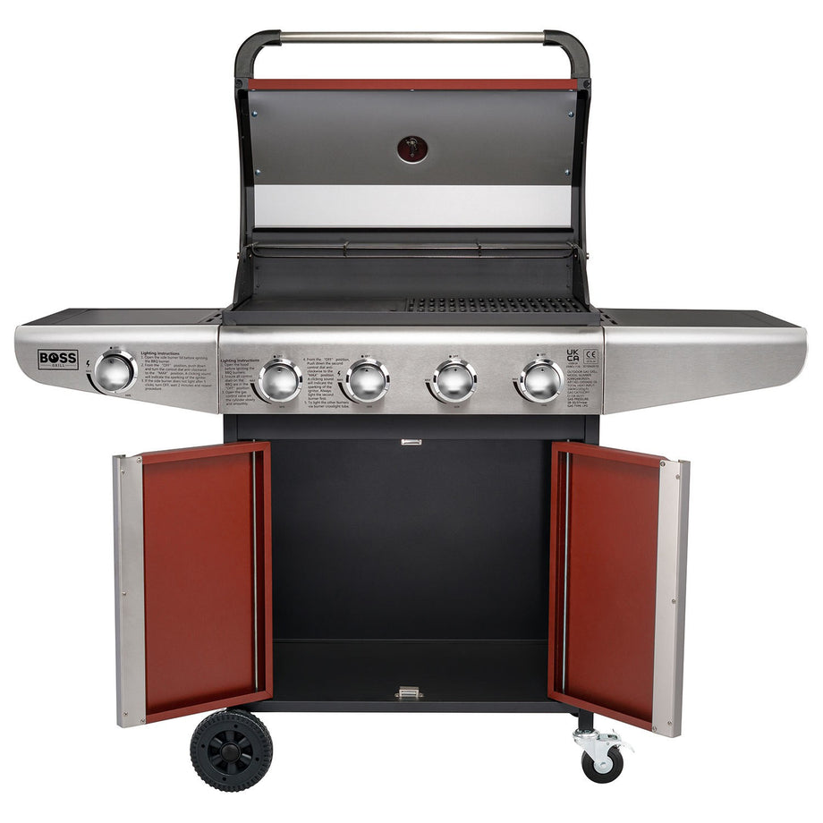Boss Grill Kentucky Premium - 4 Burner Gas BBQ Grill with Side Burner