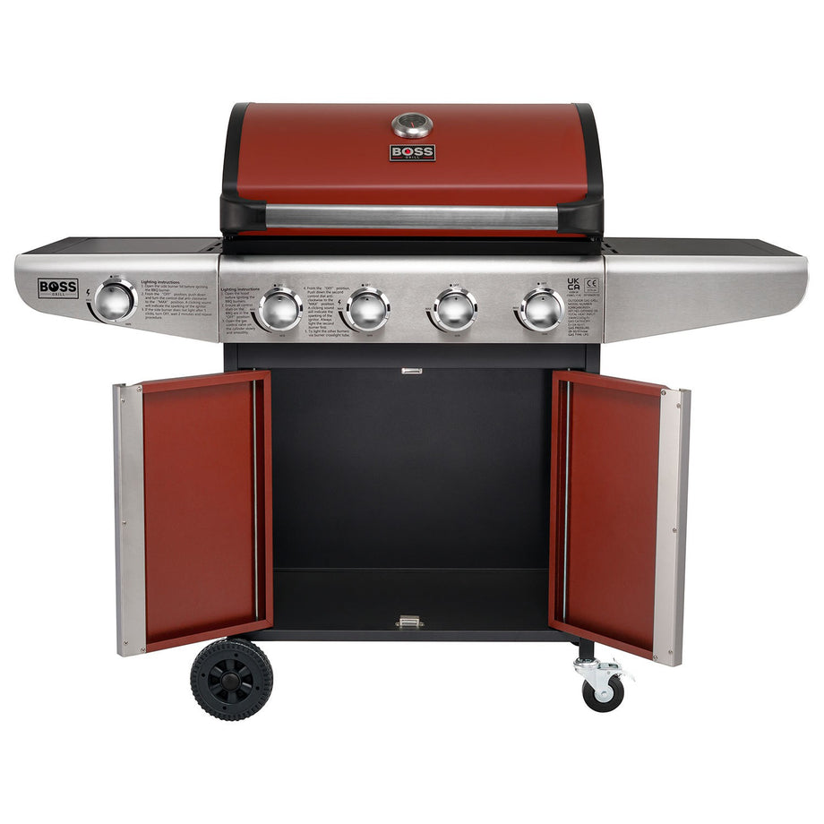 Boss Grill Kentucky Premium - 4 Burner Gas BBQ Grill with Side Burner