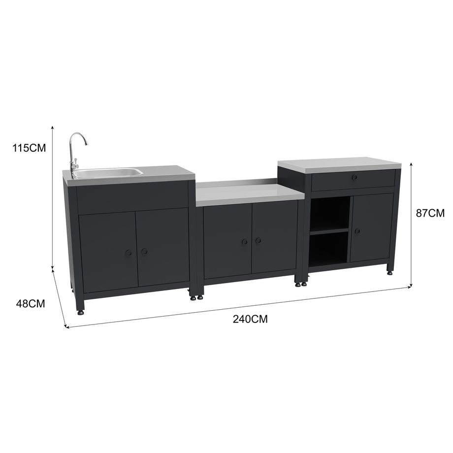 Boss Grill Texas Outdoor Kitchen Unit - Modular BBQ Furniture with Sink